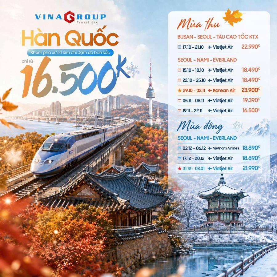 [MÙA THU HÀN QUỐC 2026] - SEOUL - NAMI - EVERLAND
